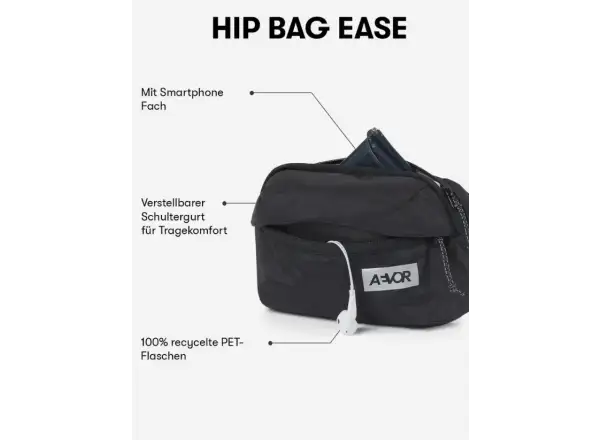 Aevor Hip Bag Ease taštička přes rameno/ledvinka Black