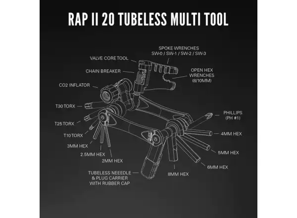 Lezyne Rap II-20 Tubeless multiklíč black