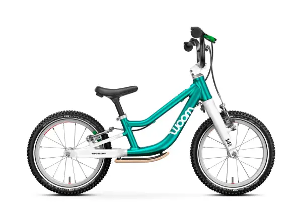 Woom GO 1 Plus Metallic Turquoise 14 dětské odrážedlo