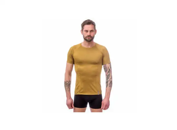 Sensor Coolmax Tech pánské triko krátký rukáv mustard