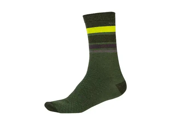 Endura Merino Stripe ponožky green forest
