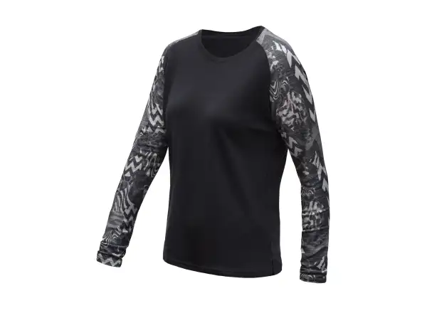 Sensor Merino Blend Impress dámské triko dlouhý rukáv černá/zebra