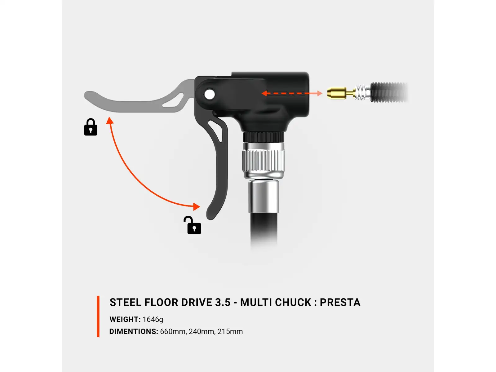 Lezyne Steel Floor Drive 3.5 Presta dílenská pumpa